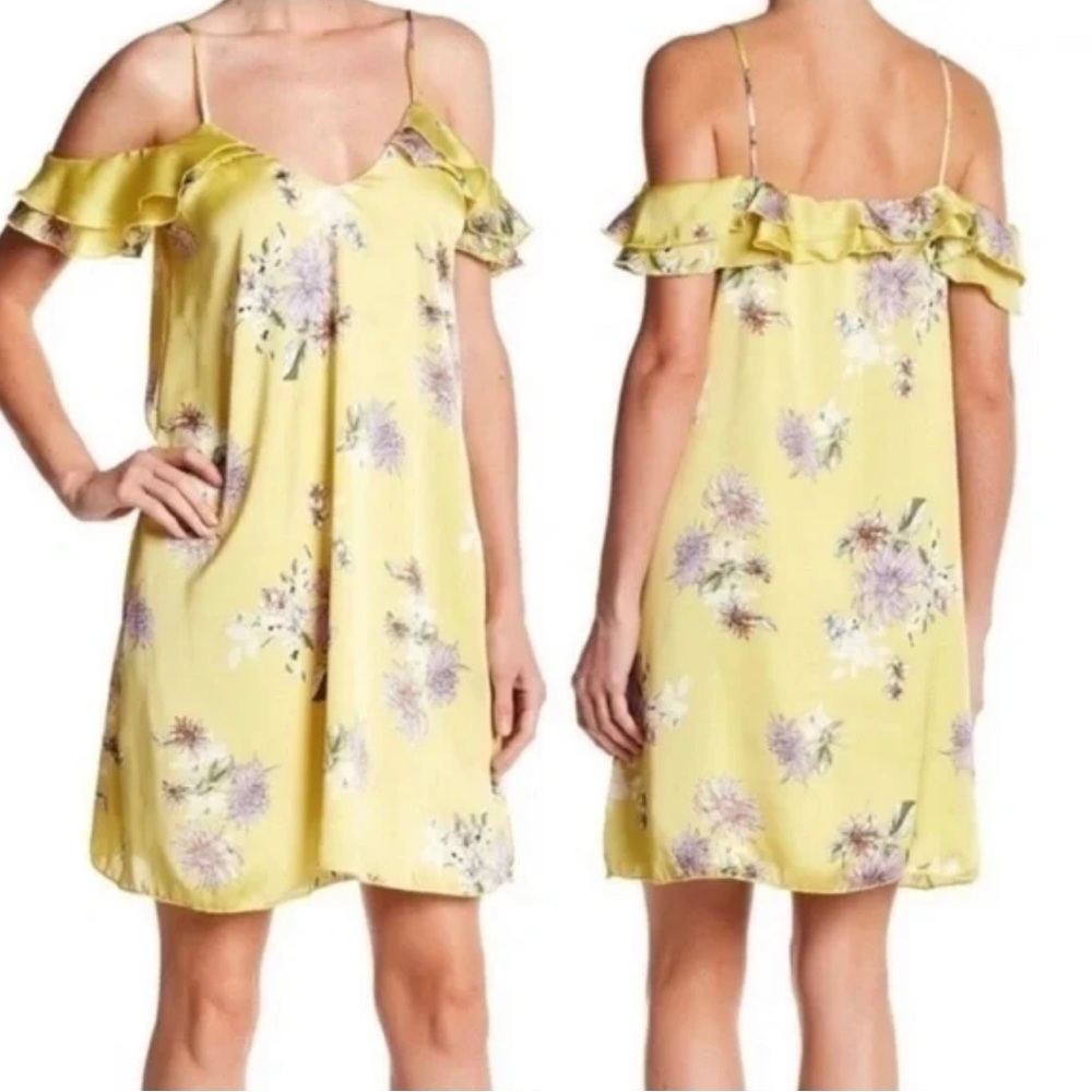 The Vanity Room Yellow Floral Off Shoulder Dress